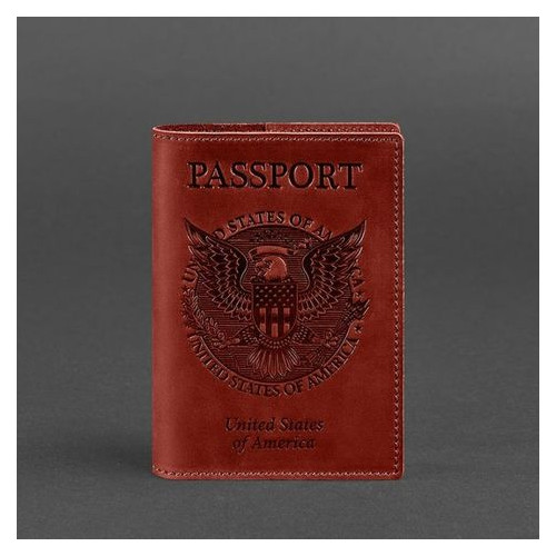Жіноча шкіряна обкладинка для паспорта з американським гербом Blank Note BN-OP-USA-coral фото №4