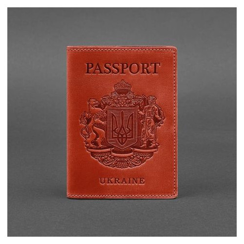 Жіноча шкіряна обкладинка для паспорта з українським гербом Blank Note BN-OP-UA-coral фото №4