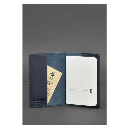 Шкіряна обкладинка для паспорта 1.3 темно-синя Blank Note BN-OP-1-3-navy-blue фото №2