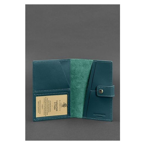 Шкіряна обкладинка для паспорта 5.0 (з віконцем) зелена Blank Note BN-OP-5-malachite фото №3