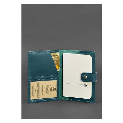 Шкіряна обкладинка для паспорта 5.0 (з віконцем) зелена Blank Note BN-OP-5-malachite фото №2