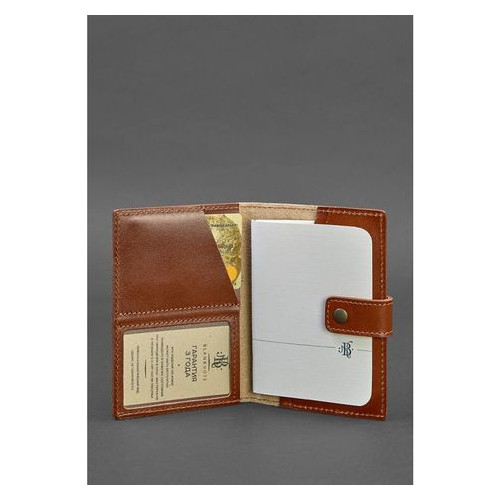 Шкіряна обкладинка для паспорта 5.0 (з віконцем) світло-коричнева Blank Note BN-OP-5-k фото №2