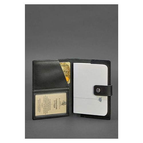 Шкіряна обкладинка для паспорта 5.0 (з віконцем) чорна Blank Note BN-OP-5-g фото №2