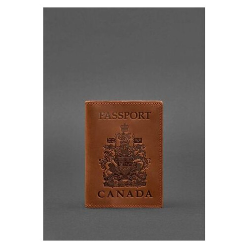 Кожана обкладинка для паспорта з канадським гербом світло-коричнева Crazy Horse BlankNote (BN-OP-CA-k-kr) фото №1
