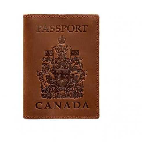 Кожана обкладинка для паспорта з канадським гербом світло-коричнева Crazy Horse BlankNote (BN-OP-CA-k-kr) фото №5
