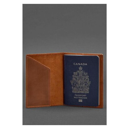 Кожана обкладинка для паспорта з канадським гербом світло-коричнева Crazy Horse BlankNote (BN-OP-CA-k-kr) фото №2