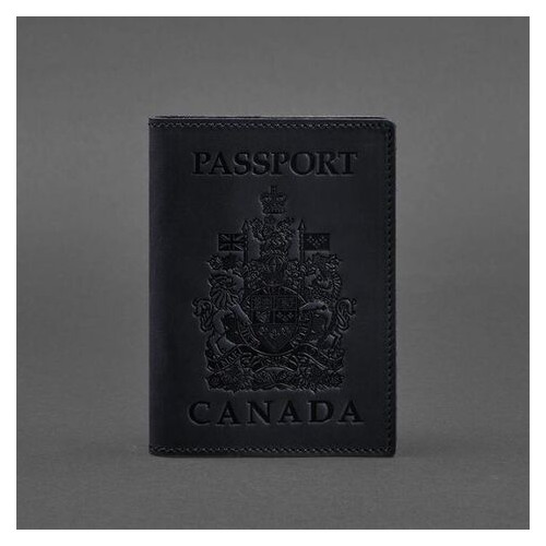 Кожана обкладинка для паспорта з канадським гербом темно-синя Crazy Horse BlankNote (BN-OP-CA-nn) фото №4