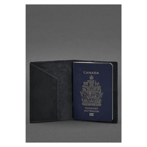Кожана обкладинка для паспорта з канадським гербом темно-синя Crazy Horse BlankNote (BN-OP-CA-nn) фото №2