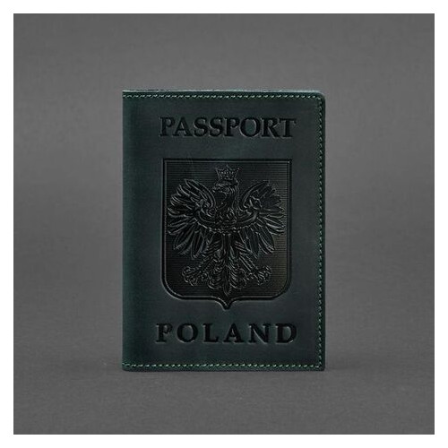 Шкіряна обкладинка для паспорта із польським гербом зелена Crazy Horse BlankNote (BN-OP-PL-iz) фото №4