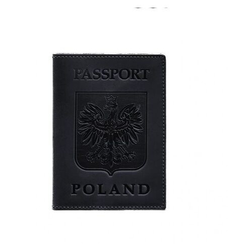 Шкіряна обкладинка для паспорта з польським гербом темно-синя Crazy Horse BlankNote (BN-OP-PL-nn) фото №5