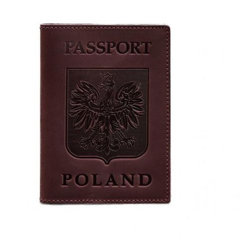 Шкіряна обкладинка для паспорта з польським бордовим гербом Crazy Horse BlankNote (BN-OP-PL-vin-kr) фото №5