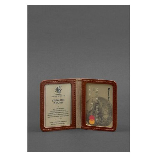 Шкіряна обкладинка для ID-паспорта та водійських прав 4.0 світло-коричнева BlankNote (BN-KK-4-k) фото №2
