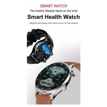Смарт-годинник Uwatch HK8 Pro Black Amoled, 2 ремінці, Шкіряний та силіконовий фото №4
