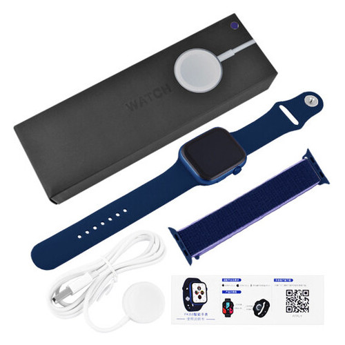 Смарт-годинник Apl Watch Series 6 M442 44mm Aluminium беспроводная зарядка 2 ремешка blue (8140) фото №5
