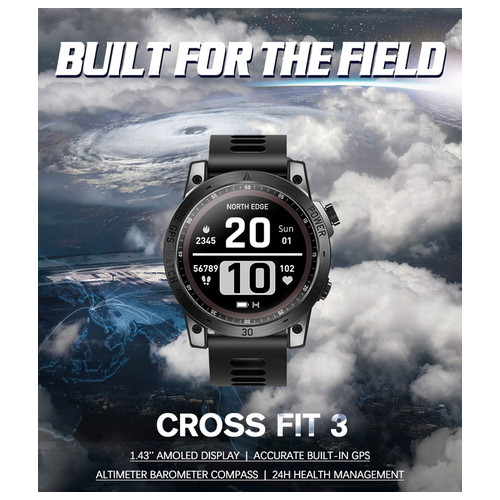 Смарт годинник North Edge CrossFit GPS Black з компасом фото №4