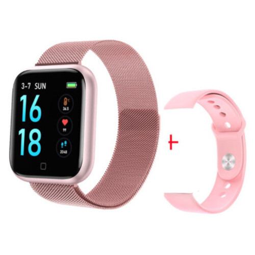 Смарт-годинник Smart Watch T80S, два браслета, температура тела, давление, оксиметр, pink (7677) фото №2