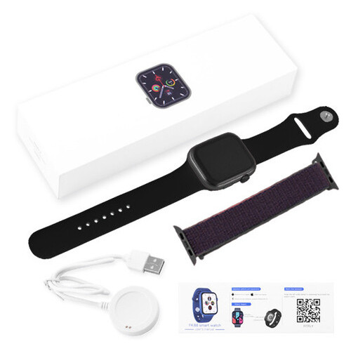 Смарт-годинник Smart Watch Series 6 FK88 44mm Aluminium 2 браслета black (8203) фото №5