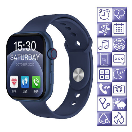 Смарт-годинник Smart Watch Series 6 FK99PLUS 44mm Aluminium 2 браслета беспроводная зарядка blue (8199) фото №1