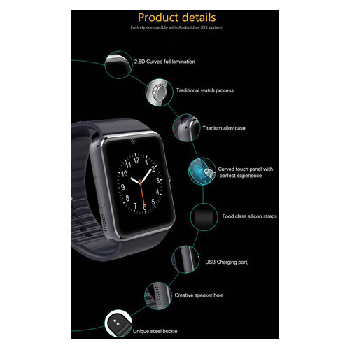 Смарт-годинник Aiwatch A8 для iOS/Android Black фото №5