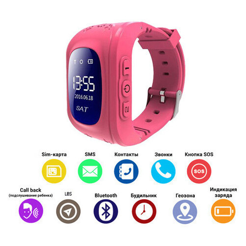 Smart годинник дитячий с GPS Q50-2, pink 7508 фото №1