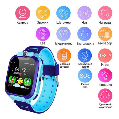 Smart годинник дитячий з GPS TD07S камера iOS/Android сині фото №3