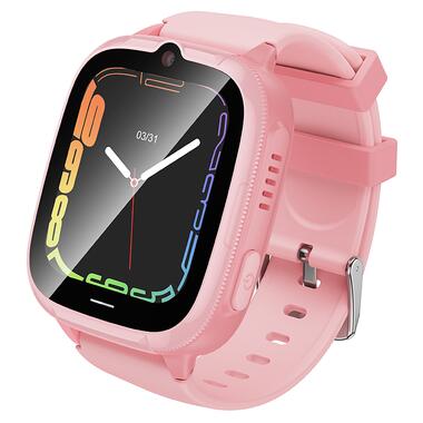 Детские смарт-часы HOCO Y106 4G 46mm 730 mAh children phone watch Pink (6942007658713) фото №1