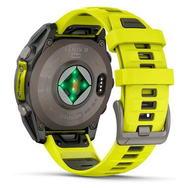 Смарт-часы Garmin Fenix 8 47mm Solar Sapphire Titanium w. Amp Yellow/Graphite Silicone Band (010-02906-20) фото №3
