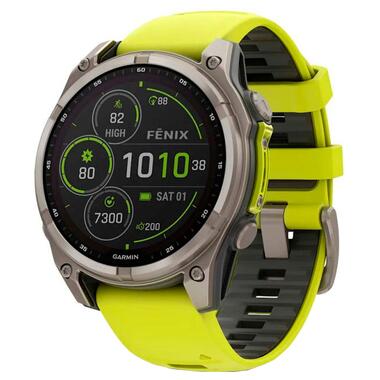 Смарт-часы Garmin Fenix 8 47mm Solar Sapphire Titanium w. Amp Yellow/Graphite Silicone Band (010-02906-20) фото №1
