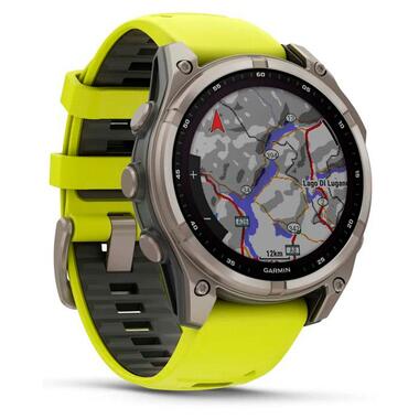 Смарт-часы Garmin Fenix 8 47mm Solar Sapphire Titanium w. Amp Yellow/Graphite Silicone Band (010-02906-20) фото №2