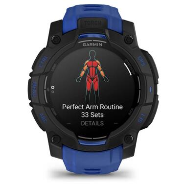 Смарт-часы Garmin Instinct 3, 45mm, AMOLED, Black with Bolt Blue Band (010-02936-03) фото №7