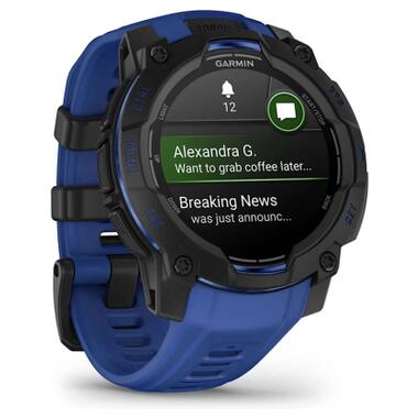 Смарт-часы Garmin Instinct 3, 45mm, AMOLED, Black with Bolt Blue Band (010-02936-03) фото №3