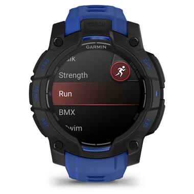 Смарт-часы Garmin Instinct 3, 45mm, AMOLED, Black with Bolt Blue Band (010-02936-03) фото №2