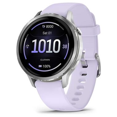 Смарт-часы Garmin Venu 4 (41mm), Gray w/ Silver + Periwinkle (010-03013-01) фото №1