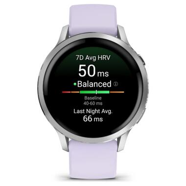 Смарт-часы Garmin Venu 4 (41mm), Gray w/ Silver + Periwinkle (010-03013-01) фото №2