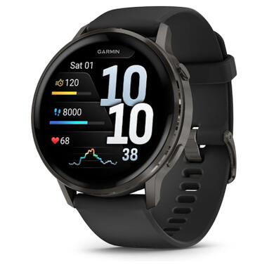 Смарт-часы Garmin Venu 4 (45mm), Black w/ Slate + Black, GPS (010-03014-00) фото №1