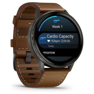 Смарт-часы Garmin Venu 4 (45mm), Black w/ Slate + Leather, GPS (010-03014-03) фото №4