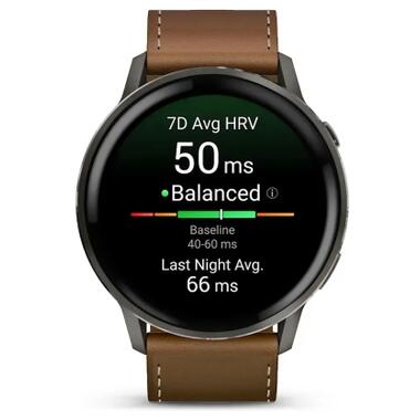 Смарт-часы Garmin Venu 4 (45mm), Black w/ Slate + Leather, GPS (010-03014-03) фото №3