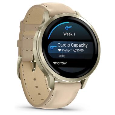 Смарт-часы Garmin Venu 4 (41mm), Beige w/ Lunar Gold + Leather, GPS (010-03013-03) фото №3