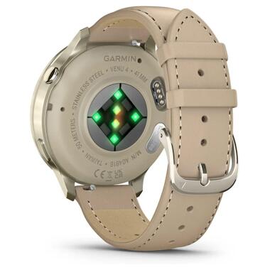 Смарт-часы Garmin Venu 4 (41mm), Beige w/ Lunar Gold + Leather, GPS (010-03013-03) фото №6