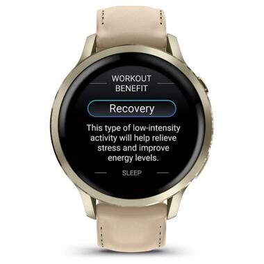 Смарт-часы Garmin Venu 4 (41mm), Beige w/ Lunar Gold + Leather, GPS (010-03013-03) фото №8