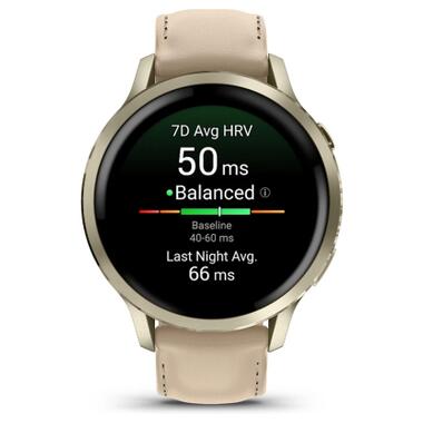 Смарт-часы Garmin Venu 4 (41mm), Beige w/ Lunar Gold + Leather, GPS (010-03013-03) фото №2