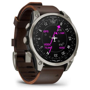 Смарт-часы Garmin D2 Mach 2, 47mm, Saph, Bare Ti/Blk w/LthrBd, GPS (010-02904-31) фото №3