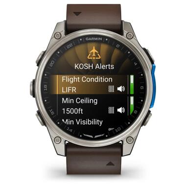 Смарт-часы Garmin D2 Mach 2, 47mm, Saph, Bare Ti/Blk w/LthrBd, GPS (010-02904-31) фото №10