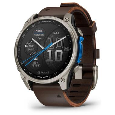 Смарт-часы Garmin D2 Mach 2, 47mm, Saph, Bare Ti/Blk w/LthrBd, GPS (010-02904-31) фото №1