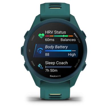 Смарт-часы Garmin Forerunner 170 Music, GPS, WiFi, Teal Green/Citron, GPS (010-03920-12) фото №7