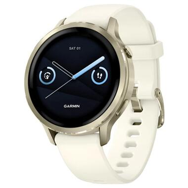 Смарт-часы Garmin Venu 4 41 мм Lunar Gold с силиконовым ремешком Bone (010-03013-00) фото №1