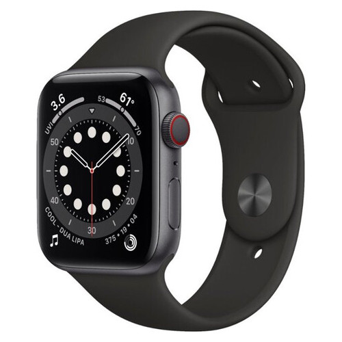 Смарт-годинник Apple Watch Series 6 GPS Cellular 44mm Space Grey Aluminium Case with Black Sport Band M07H3 фото №1