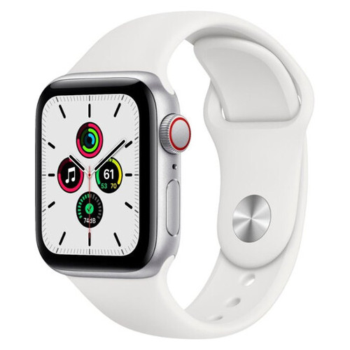 Смарт-годинник Apple Watch SE GPS + Cellular LTE 40мм Silver Aluminum Case with White Sport B. (MYE82) фото №1