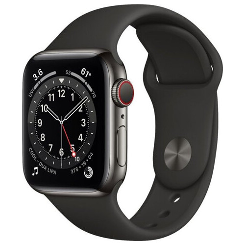 Смарт-годинник Apple Watch Series 6 GPS Cellular 40mm Graphite Stainless Steel Case w. Black Sport B. (M02Y3) (США) фото №1
