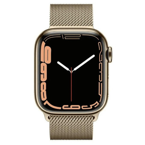 Смарт-годинник Apple Watch Series 7 GPS Cellular 45mm Gold Stainless Steel Case з Gold Milanese Loop (MKJG3, MKJY3) _ USED (ремінь новий) (MKJY3) фото №2